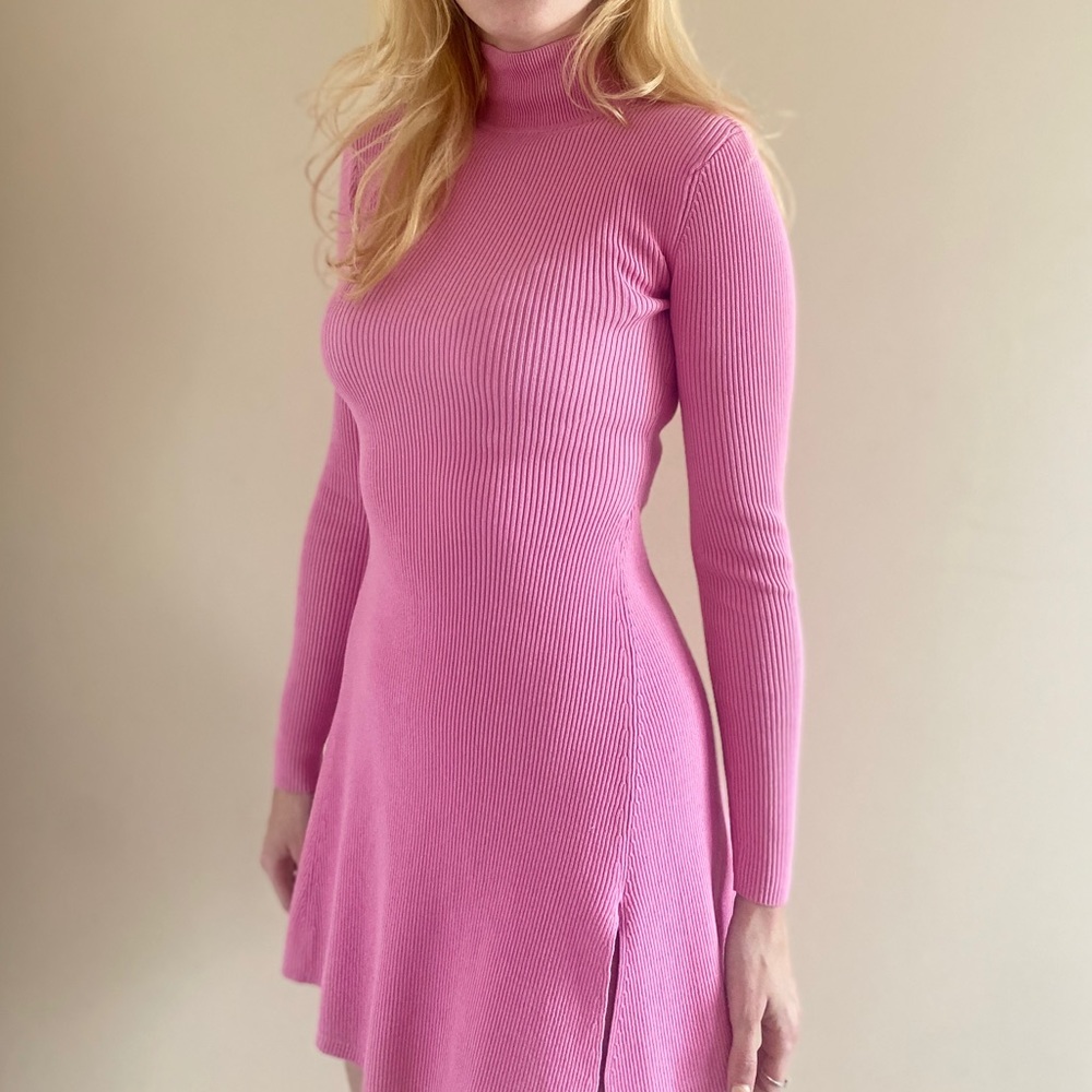 Zara pink turtleneck mini dress